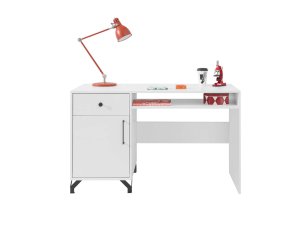 Bergen 9 biurko młodzieżowe białe biały połysk 125 cm proste nowoczesne 1D1S