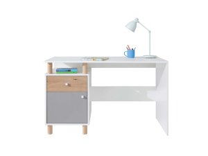 FARO 9 biurko młodzieżowe nowoczesne biały lux + dąb artisan + szary 1D1S