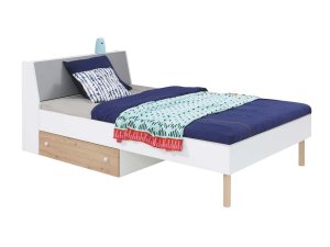Łóżko FARO 14 pod materac 90x200 biały lux + dąb artisan + szary