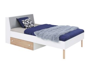 Łóżko pod materac 120x200 FARO 15  biały lux + dąb artisan + szary