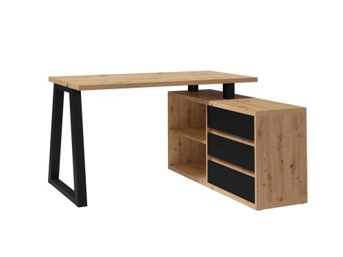 biurko narożne dąb artisan nogi czarny mat