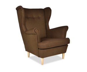 FOTEL USZAK TWIST 1061 WYGODNY FOTEL DO CZYTANIA SKANDYNAWSKI BOHO GLAMOUR BRĄZOWY