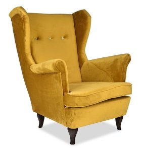 Fotel Uszak ROYAL 10 kryształki velvet Elegancki Wygodny Stylowy Fotel do Salonu Skandynawski Boho Glamour 