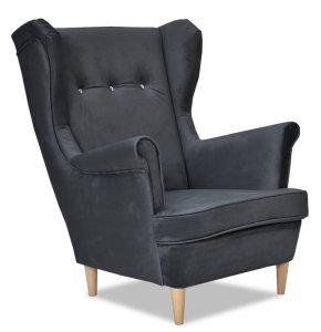 Fotel Uszak Monolith 97 kryształki welurowy Elegancki Wygodny Stylowy Fotel do Salonu Skandynawski Boho Glamour