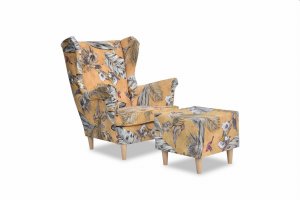 Fotel Uszak SPRING 03 Romantyczny wygodny stylowy elegancki fotel w kwiaty tapicerowany shabby chic vintage
