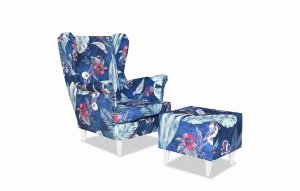 Fotel Uszak SPRING 02 Romantyczny wygodny stylowy elegancki fotel w kwiaty tapicerowany shabby chic vintage