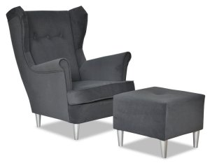 Fotel Uszak TRINITY 15 Welurowy Wygodny Stylowy Nowoczesny Fotel do Salonu Skandynawski Boho Glamour grey szary welur