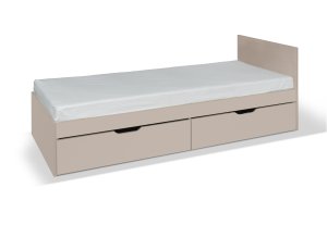 Łóżko MILI KASZMIR 90X200 z zagłówkiem pod materac 90x200 z szufladami beż nowoczesne młodzieżowe stelaż 